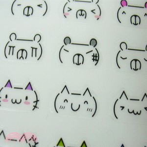 Latech 透明貼紙-貓顏