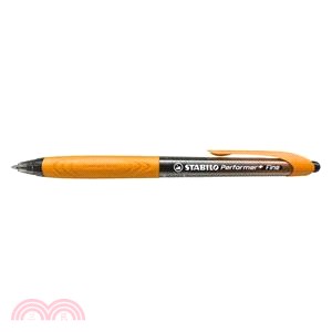 【STABILO】Performer+表演家系列原子筆F 0.38mm-黑橘色/筆蕊黑色