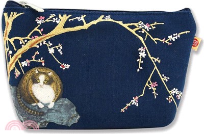 故宮紅梅貓化妝包：寶藍