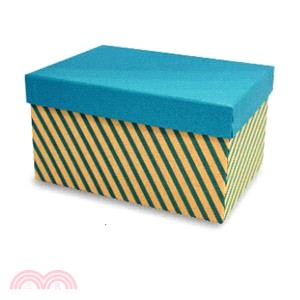 幾何風禮物盒-斜線淺藍 S