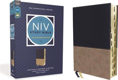 Holy Bible ― New International Version Study, Navy/Tan, Leathersoft, Comfort Print