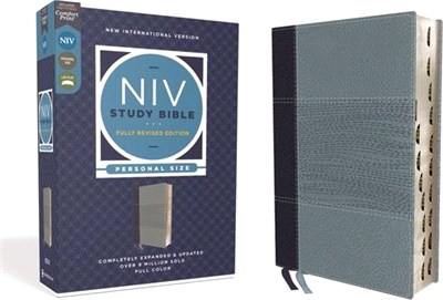 Holy Bible ― New International Version, Study Bible, Personal Size, Leathersoft, Navy/blue, Red Letter, Thumb Indexed, Comfort Print