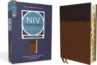 Holy Bible ― New International Version, Study Bible, Brown, Leathersoft, Red Letter, Thumb Indexed, Comfort Print