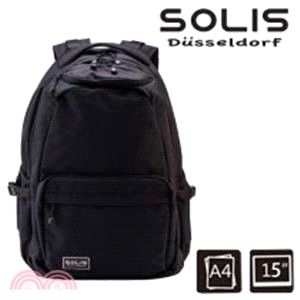 【SOLIS】步行者系列 REISE大尺寸前袋款電腦後背包-黑