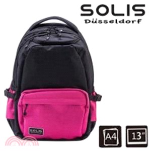 【SOLIS】調色盤系列 REISE小尺寸前袋款電腦後背包-蔓莓紅/黑