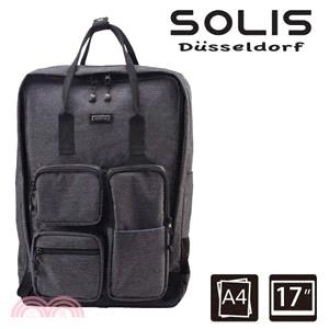 【SOLIS】德克薩斯系列 簡約方型後背包-牛仔黑