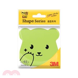 【3M】Post-it利貼 狠黏造型便條紙-熊熊 綠色
