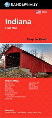 Rand McNally Easy to Read: Indiana State Map