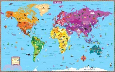 Rand McNally Kids' Illustrated World Wall Map - Folded