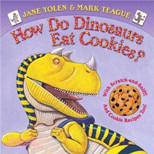 How do dinosaurs eat cookies?