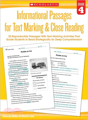 Informational Passages for Text Marking & Close Reading: Grade 4 ─ 20 Reproducible Passages With Text-Marking Activities That Guide Students to Read Strategically for Deep Comprehension