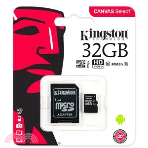 【Kingston】Canvas Select microSD Class 10記憶卡-32GB