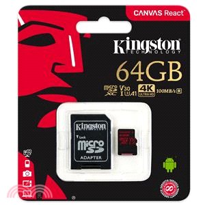 【Kingston】Canvas React microSD Class 10記憶卡-64GB