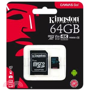 【Kingston】Canvas Go microSD Class 10記憶卡-64GB
