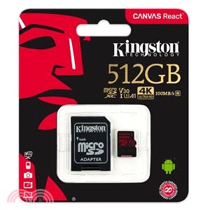 【Kingston】Canvas React microSD Class 10記憶卡-512GB