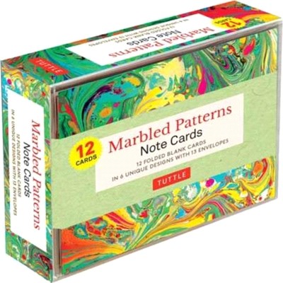 Marbled Patterns Note Cards - 12 Cards：6 Designs; 12 Cards; 13 Envelopes; Card Sized 4 1/2 X 3 3/4
