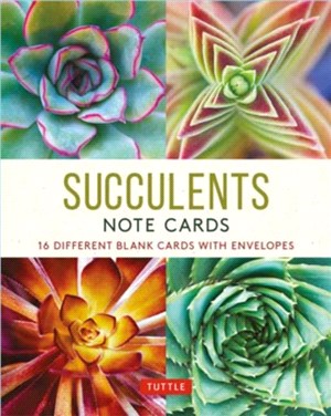 Succulents, 16 Note Cards：16 Different Blank Cards with Envelopes