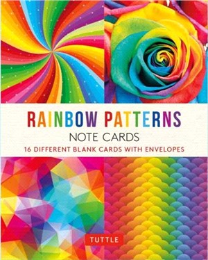 Rainbow Patterns, 16 Note Cards：16 Different Blank Cards with 17 Patterned Envelopes