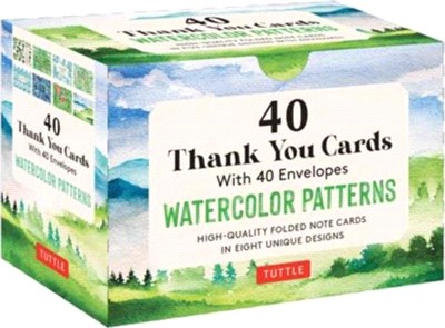 Nature Watercolors, 40 Thank You Cards with Envelopes：(4 1/2 x 3 inch blank cards in 8 unique designs)