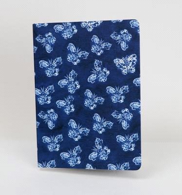 Shibori Indigo Butterflies Paperback Journal: Dotted: Notebook with Pocket