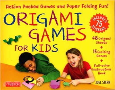 Origami Games for Kids Kit：Action Packed Games and Paper Folding Fun! [Origami Kit with Book, 48 Papers, 75 Stickers, 15 Exciting Games, Easy-to-Assemble Game Pieces]