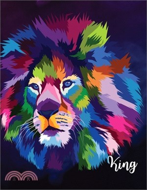 King: College Ruled Paper with a BW lion girl illustrations on each page- 8.5 x 11- 150 Pages, Perfect for School, Office an
