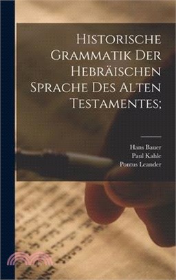 Historische Grammatik der hebräischen Sprache des Alten Testamentes;