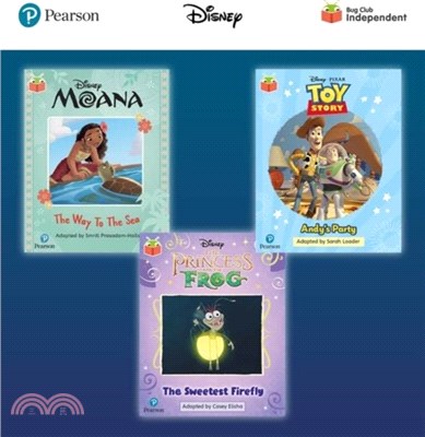Pearson Bug Club Disney Year 1 Pack E, including decodable phonics readers for phase 5; Moana: The Way to the Sea, Toy Story: Andy's Party, The Princess and the Frog: The Sweetest Firefly