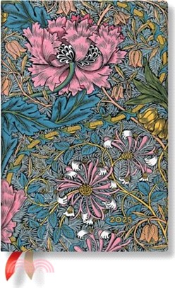 Morris Pink Honeysuckle (William Morris) Mini 12-month Day-at-a-time Hardback Dayplanner 2025 (Elastic Band Closure)