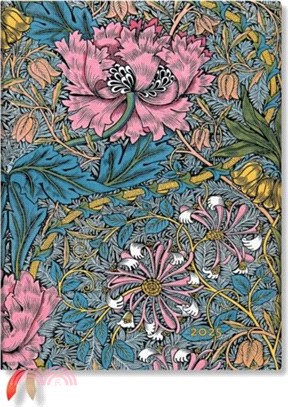 Morris Pink Honeysuckle (William Morris) Ultra 12-month Horizontal Hardback Dayplanner 2025 (Elastic Band Closure)