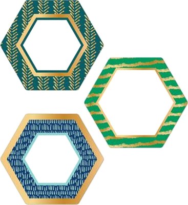 One World Hexagons With Gold Foil Cut-outs