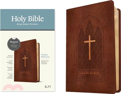 KJV Thinline Reference Bible, Filament Enabled Edition (Red Letter, Leatherlike, Reverent Cross Dark Brown)