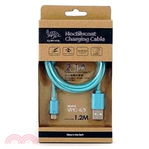 【Ronever】Micro USB 夜光編織充電線-粉藍