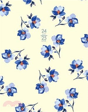 Blue Bell Floral Academic July 2024 - June 2025 7.5 X 9.5 Booklet Monthly Planner