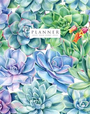 Succulents Academic July 2024 - June 2025 7.5 X 9.5 Booklet Monthly Planner