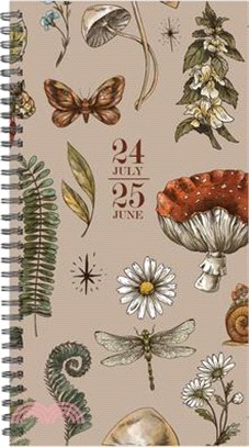 Woodland Mushrooms Academic July 2024 - June 2025 3.5 X 6.5 Softcover Weekly Spiral Planner