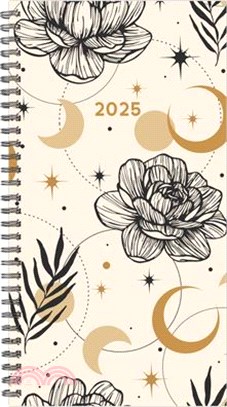 Floral Moon 2025 3.5 X 6.5 Softcover Weekly Spiral