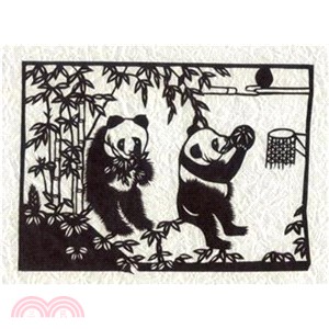 中國傳統剪紙-貓熊嬉(黑)