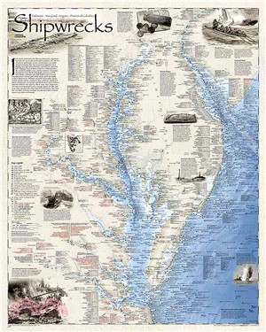 Shipwrecks of Delmarva ― Wall Maps History & Nature