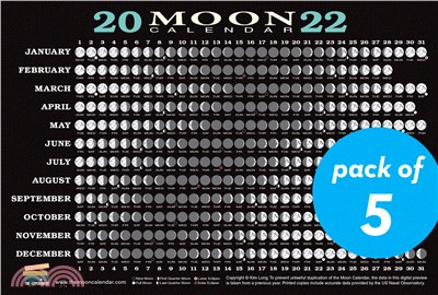 2022 Moon Calendar Card (5 pack): Lunar Phases, Eclipses, and More!
