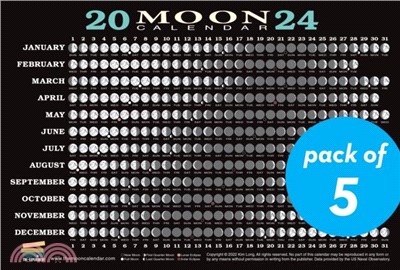 2024 Moon Calendar Card (5 pack)：Lunar Phases, Eclipses, and More!