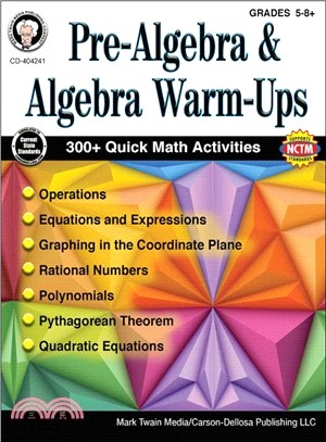 Pre-Algebra and Algebra Warm-ups, Grades 5-8