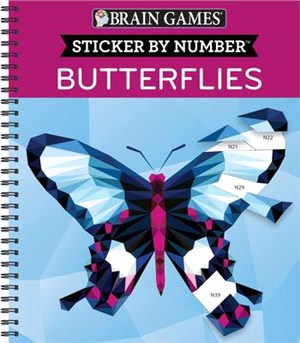 Brain Games - Sticker by Number: Butterflies - 2 Books in 1 (42 Images to Sticker)