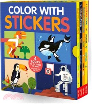 Color with Stickers 4-Book Boxed Set: Dinosaurs; Space; Jungle; Ocean