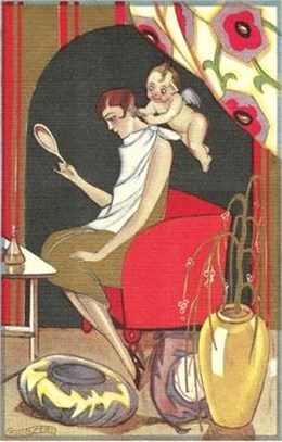 Vintage Journal Cupid Cutting Flapper's Hair