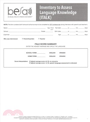 Inventory to Assess Language Knowledge Itlak