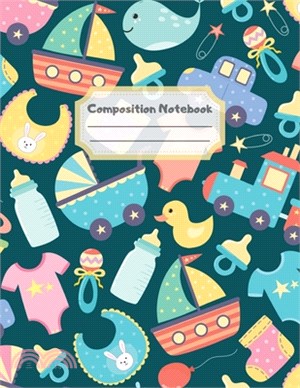 Composition Notebook: Wide Ruled Lined Paper: Large Size 8.5x11 Inches, 110 pages. Notebook Journal: Baby Toys Duck Workbook for Children Pr