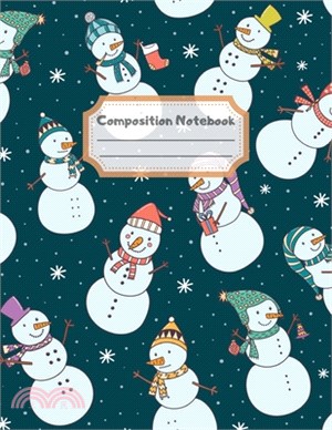 Composition Notebook: Wide Ruled Lined Paper: Large Size 8.5x11 Inches, 110 pages. Notebook Journal: Snowman Snowflakes Hugging Workbook for