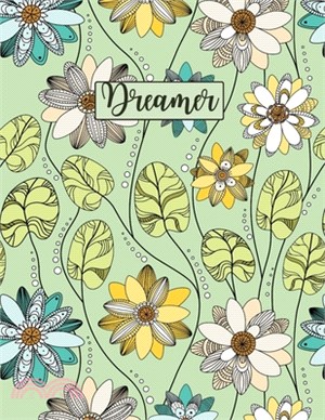 Dreamer: Wide Ruled Paper with colored flowers on the corner 8.5 x 11 150 Pages, Perfect for School, Office and Home