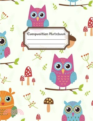 Composition Notebook: Wide Ruled Lined Paper: Large Size 8.5x11 Inches, 110 pages. Notebook Journal: Owl Mushroom Oaknut Workbook for Childr